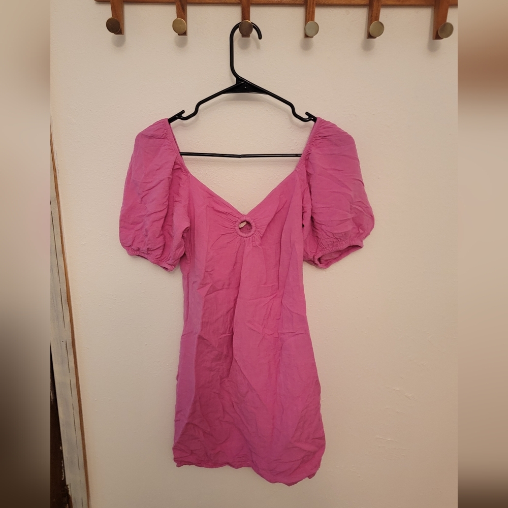 Vibrant Pink Mini Dress with Ring Detail